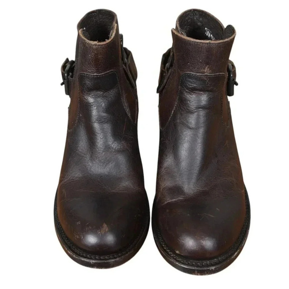 JB Dillon Women’s Western Brown Leather Short Ankle Boots Buckle Zip Size 7.5 B - Picture 2 of 14